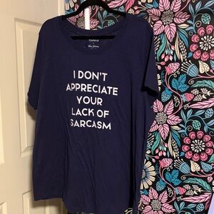Torrid Dark Blue Tee with White Text